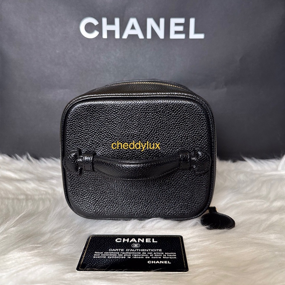 🖤🖤🖤Authentic Black CHANEL CC Stitch Vanity Caviar Handbag - Picture 4 of 15